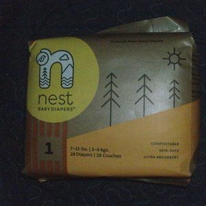 NWT Nest Baby Diapers 7-13 lbs. (28 Count) Disposable Premium Diapers Size 1 NEW